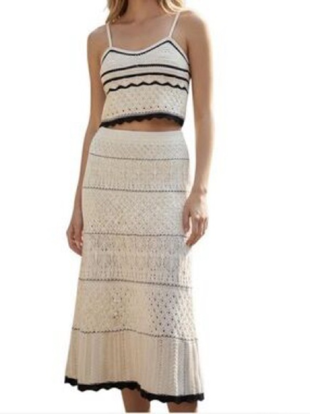Olive & Oak Cream Maxi Skirt with Black Trim - Picture 6 of 10